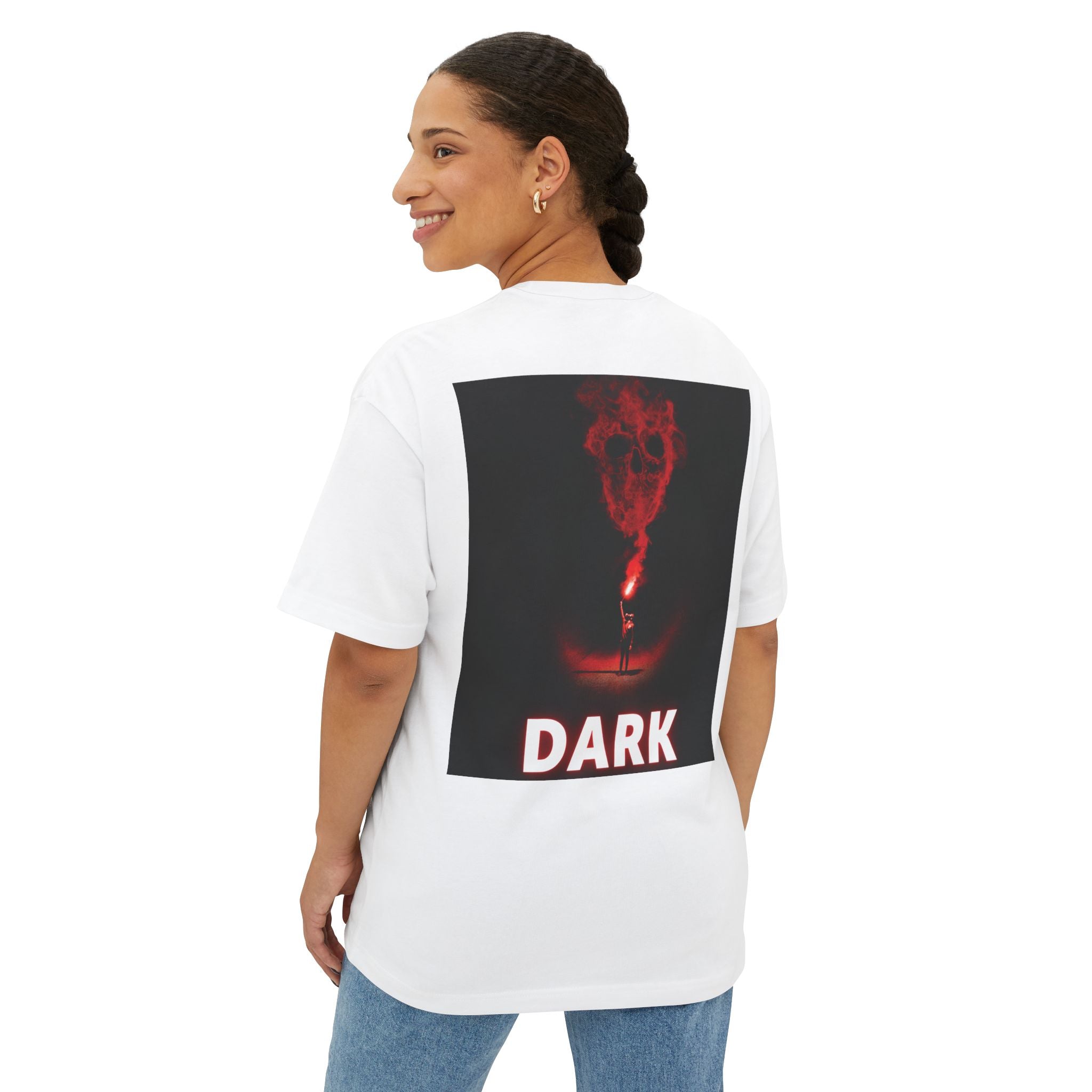 Boxy Tee — “WHOLENESS” Front & DARK Skull Smoke Graphic